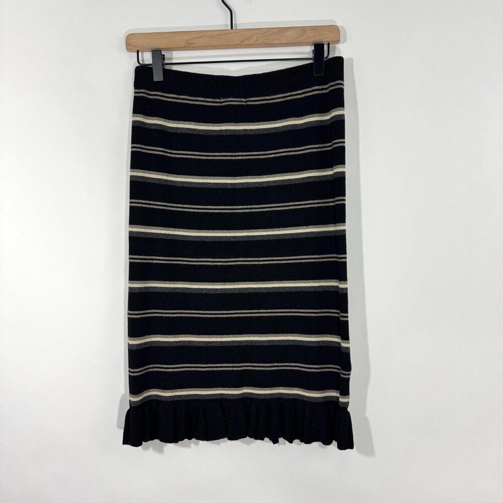 Max Studio Women’s Size Small Black Beige Striped Sweater Knit Stretch Skirt New - Picture 5 of 5
